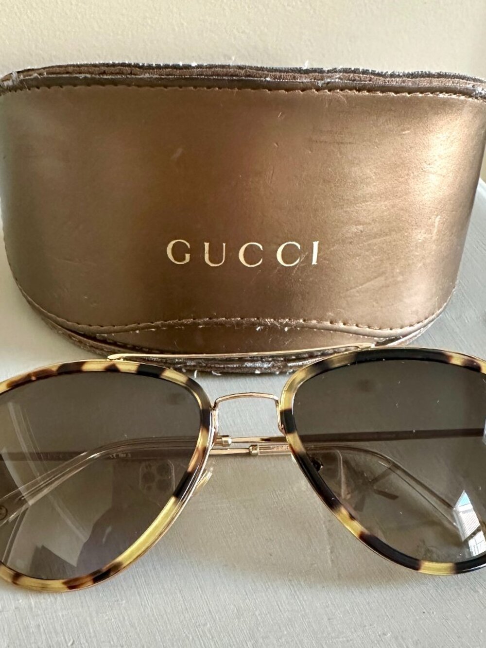 Gucci Aviator Sunglasses - GG-2245-NS - H81/HA - Havana & gold - with case